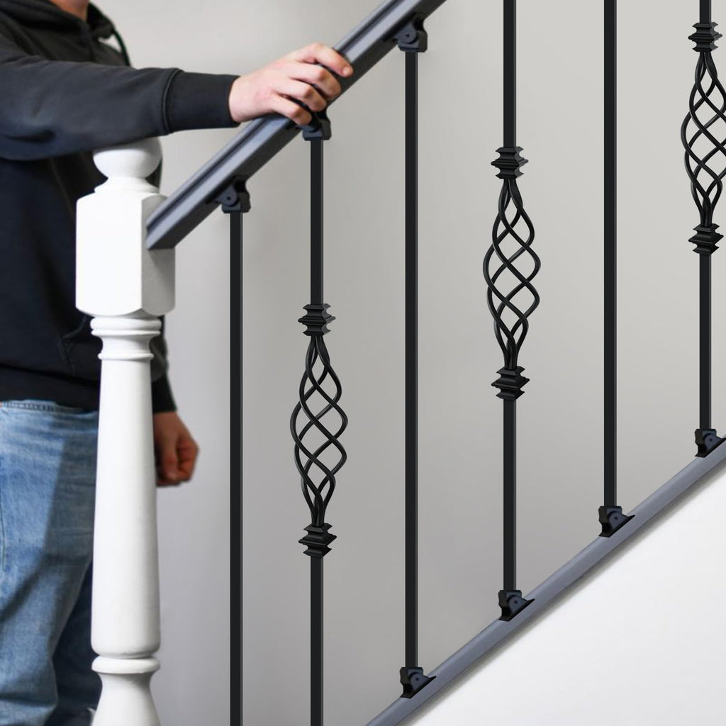 10 Pack Wrought Iron Balusters, 44" Decorative Stair Deck Railings