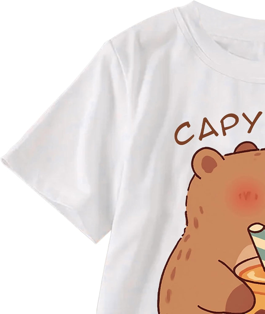 Girl's Cute Capybara T Shirt Graphic Tees Clothes