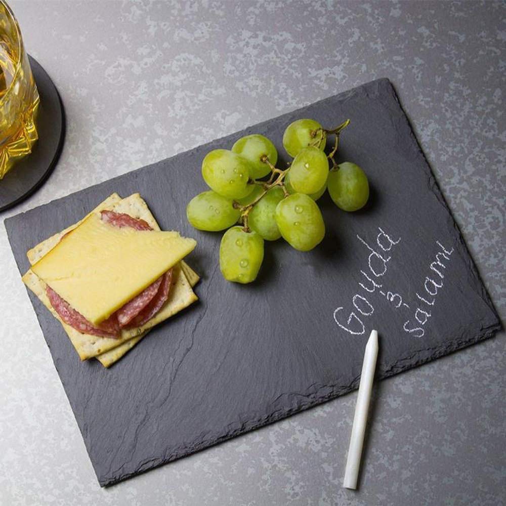 4 Pack 12 x 8 Black Slate Cheese Board with Natural Edge Dining Party, Charcuterie Stone Plates for Cake Fruit Meat