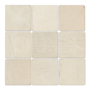 Crema Marfil Spanish Marble 4 X 4 Subway Field Tile, Tumbled