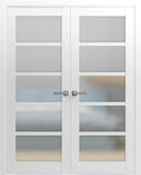 Quadro 4002 | Double Swing Interior French Doors with Glass with Frosted Glass, MDF, Hardware Includ