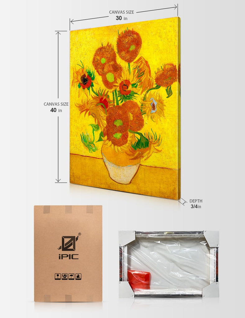Oversized Van Gogh Sunflowers Canvas, Size 40x30 in