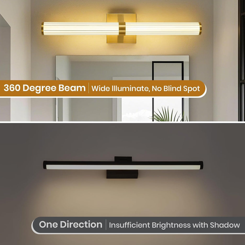 Modern Gold LED Wall Sconce with 3 Color Temperatures, Slim Vertical Linear Wall Light for Bedroom Bedside Living