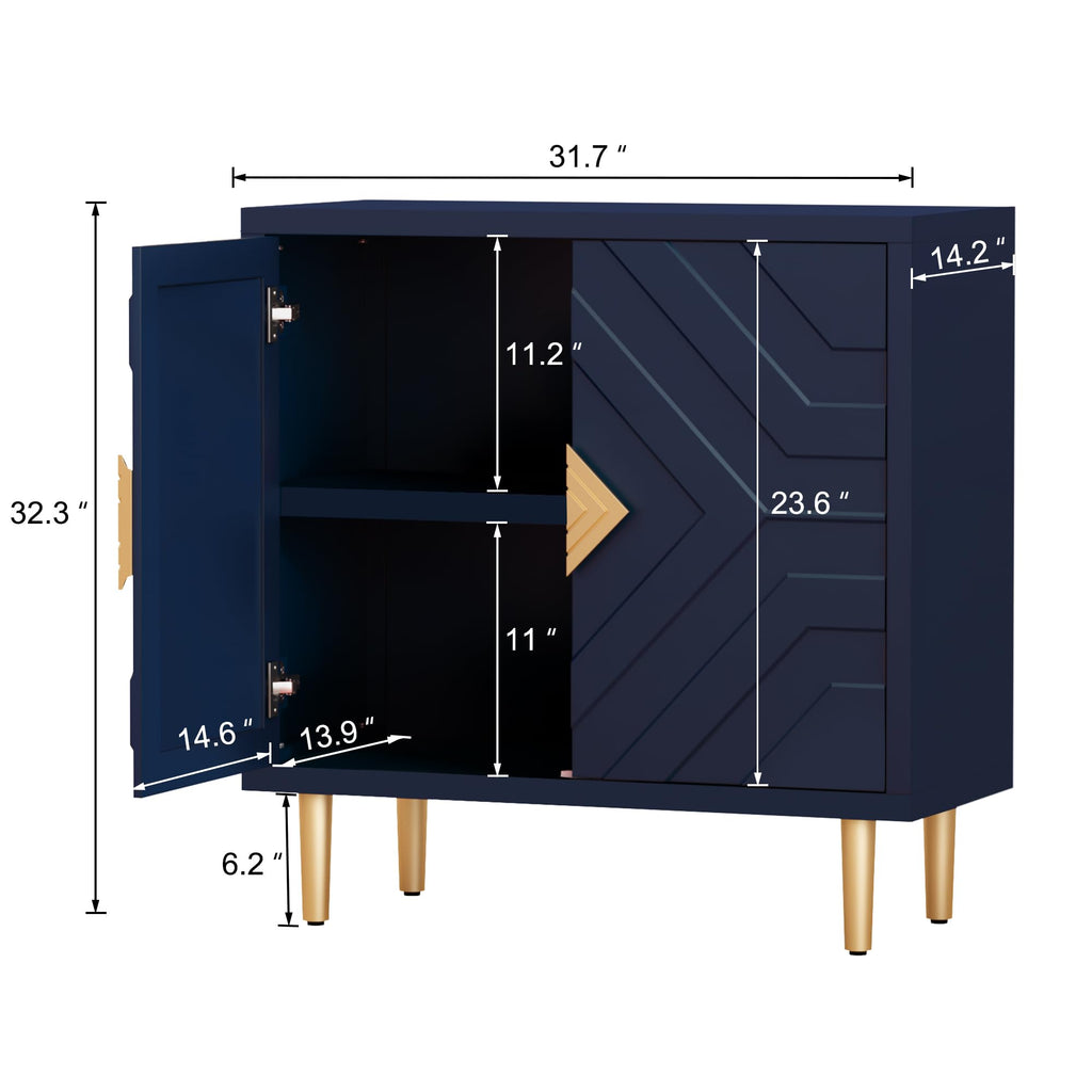 31.7'' Modern Sideboard Storage Cabinet with 2 Doors, Blue