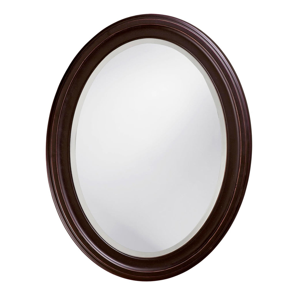 Collection George Oval Oil Rubbed Bronze Wall Mirror, Oval Bevelled Hanging Wood Framed Vanity Mirrors Decor, Living