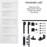 34in x 84in 5-Panel Sliding Glass Barn Door with 6ft Hardware Kit Included, Easy Assembly with Pre-D