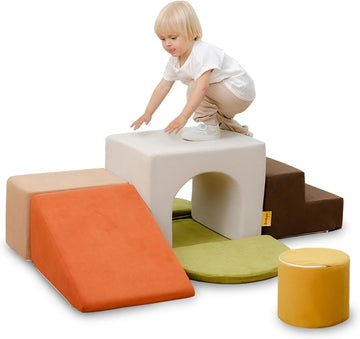 7PC Kids Foam Climbing Blocks Playset Indoor Soft Toy, Colorful