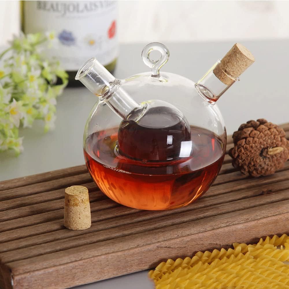 2 in 1 Oil and Vinegar Dispenser Cruet Bottle, Kitchen Supplies Glass Olive Oil and Balsamic Vinegar Cruet Bottle