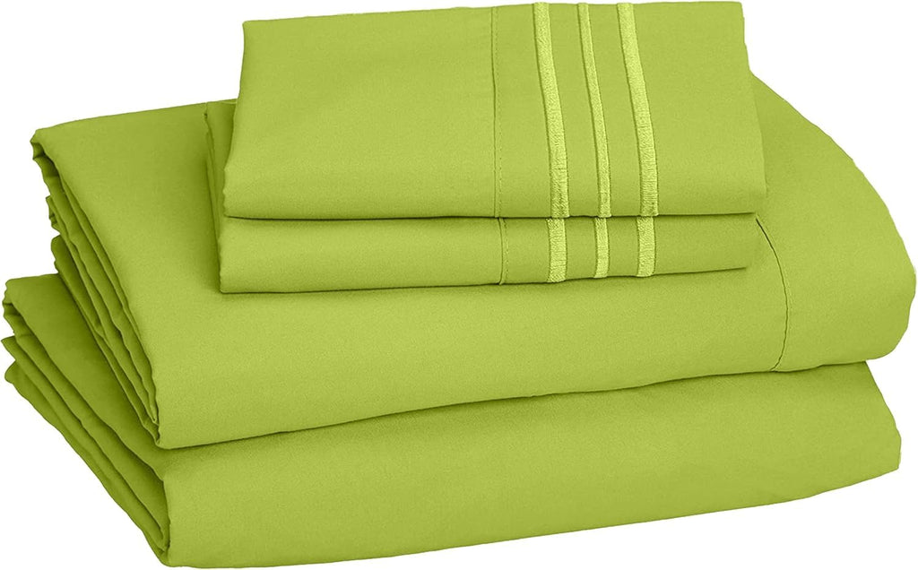 Soft Bed Sheets Deep Pocket 4-Piece, Full, Lime