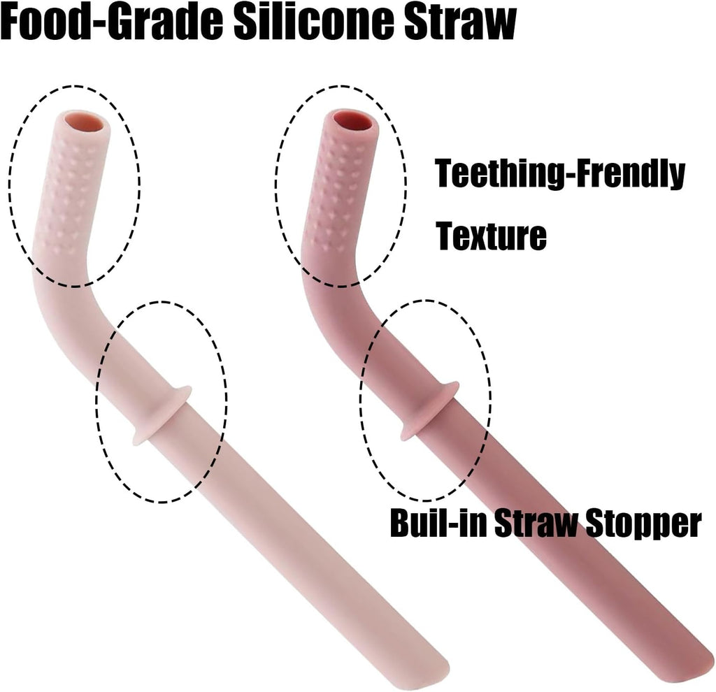 Stainless Steel Baby Feeding Set | 2 Divided Suction Plates, 2 Spill-Proof Straw Cups with Silicone Sleeves, 2 Forks