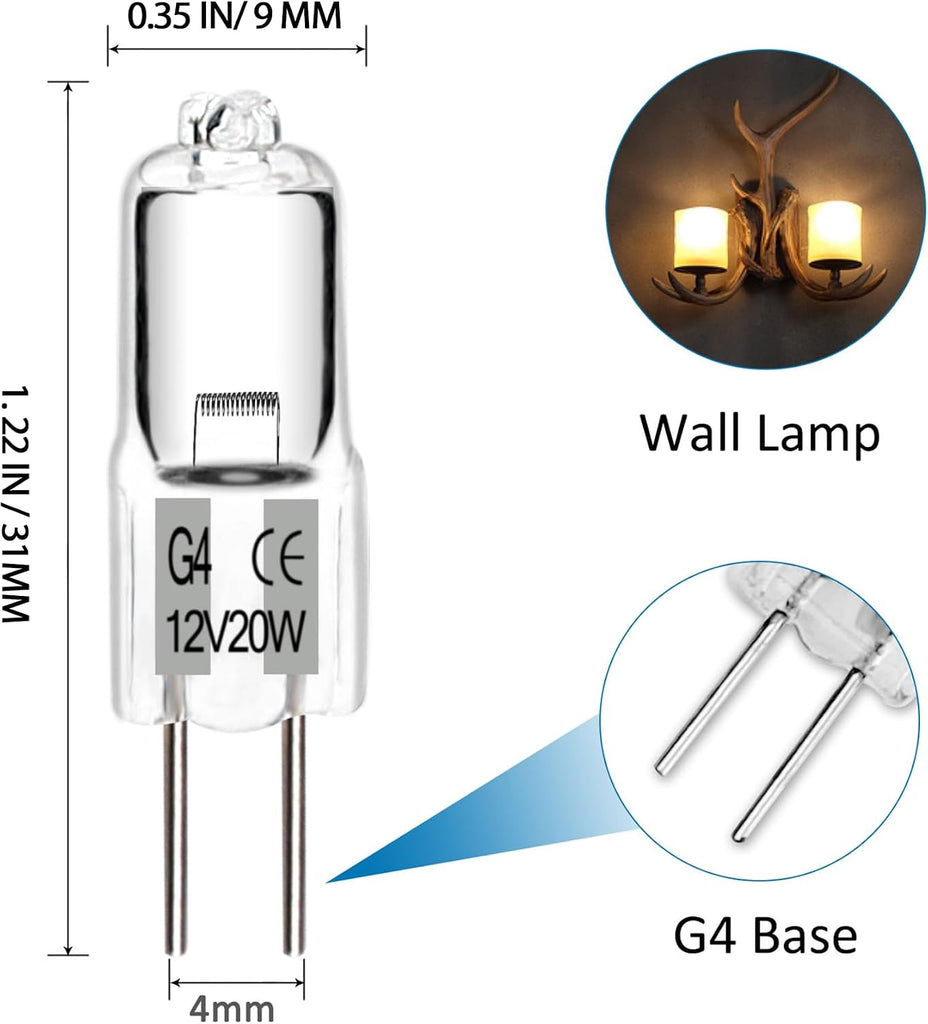 JC Halogen Bulb 12V 20W G4 Bulb T3 Bi-Pin Bulb