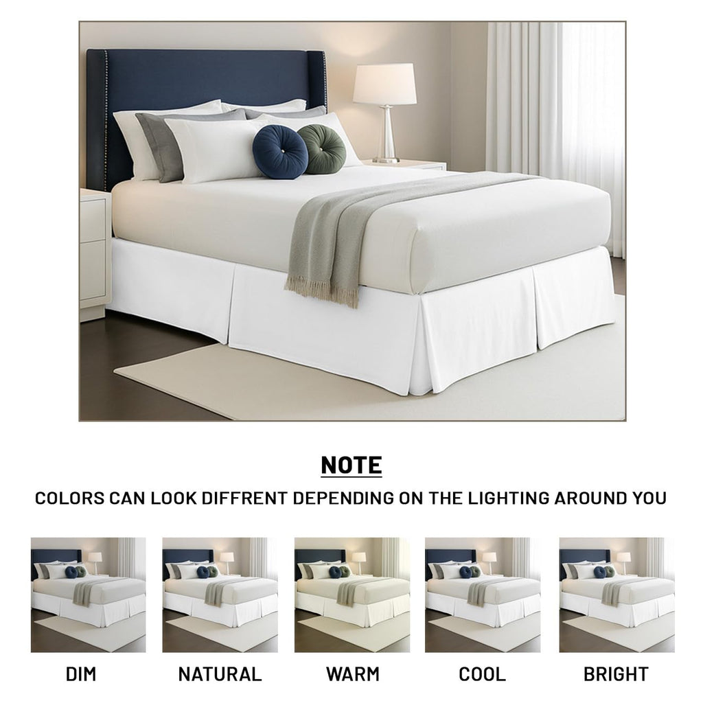 10 inch Drop Bed Skirt Cal King Size - Platform Style with Secure Fit, Classic Tailored Look, Elegant Pleated Style