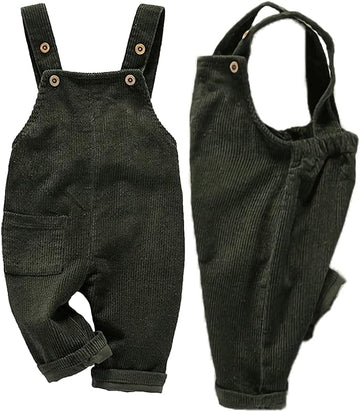 Toddler Boy Girl Soft Corduroy Suspender Pants Kids Overalls Loose Retro Adjustable button overalls