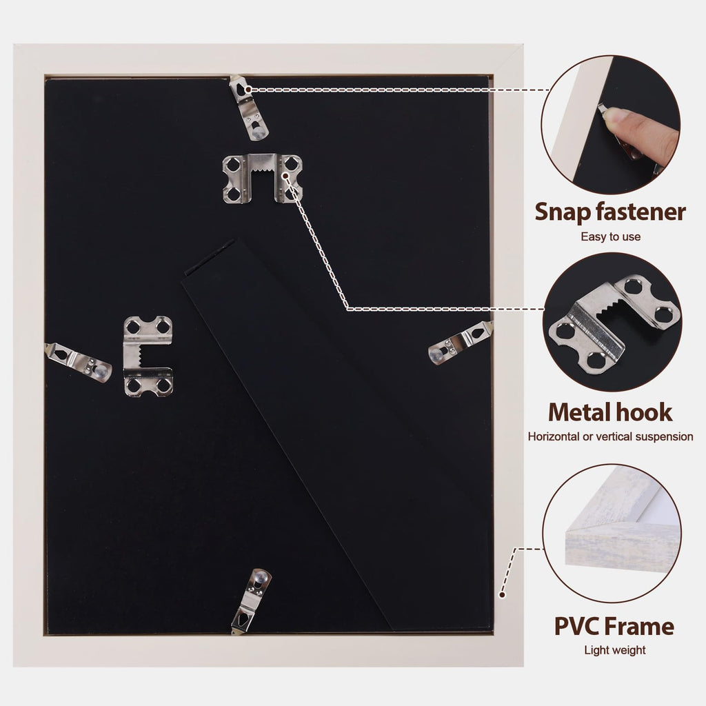 8x10 Picture Frame Set of 5 with Tempered Glass, Silver White