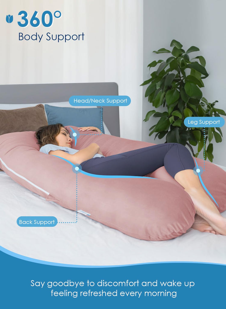 Extra Long Pregnancy Pillows, 60 Inch U Shaped Body Pillow for Sleeping, Cooling Maternity Pillow for Pregnant Women