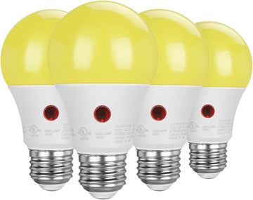 Dusk to Dawn A19 LED Bug Light Bulbs, 2000K Amber E26