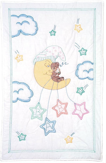 Dempsey Bear on the Moon Crib Quilt Top