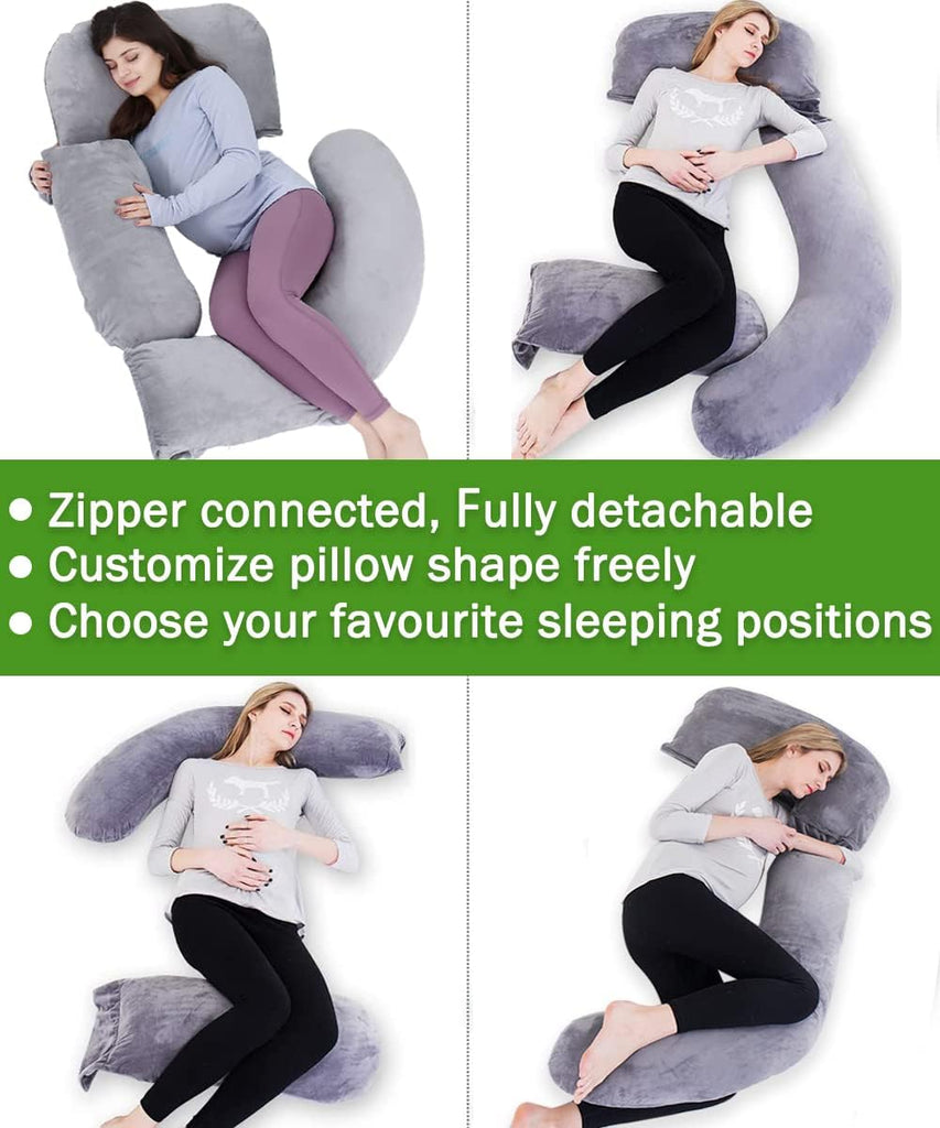60in Full Body Pillow | Nursing, Maternity and Pregnancy Pillow | Extra Large U Shape Pillows with Detachable Side