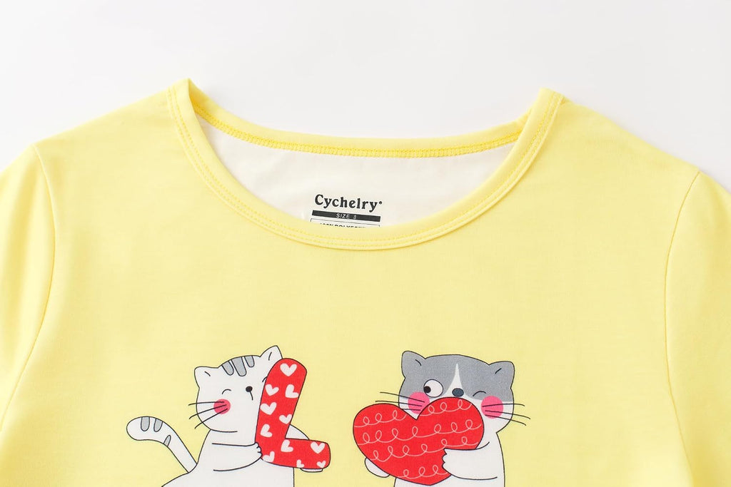 Big Girls Pajamas 2PCS Set Soft Cartoon Short Sleeve with Tie Dye Pants Sleepwear Teens PJS Clothes