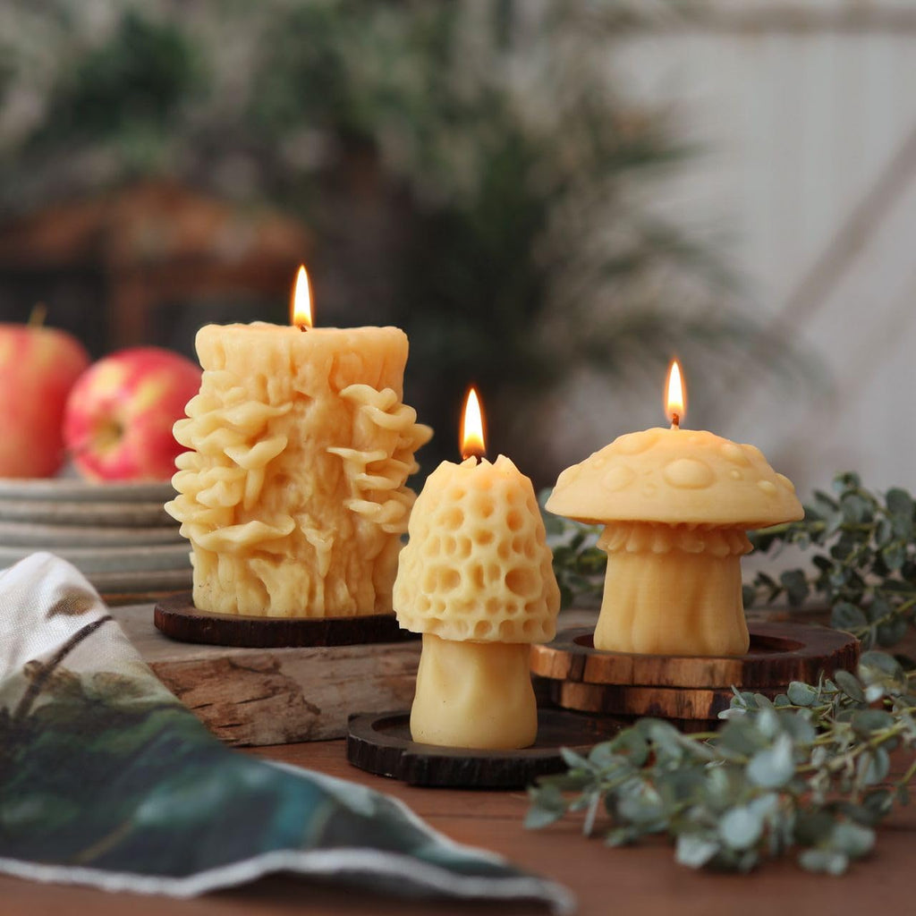 Beeswax Amanita Mushroom Candle, 3.5 x 3in
