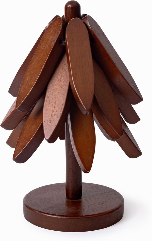 Wooden Trivets for Hot Dishes, Tree Shape Set, Best for Hot Dishes - 3 Wooden Trivets + 1 Stand stored Like - Set of 3