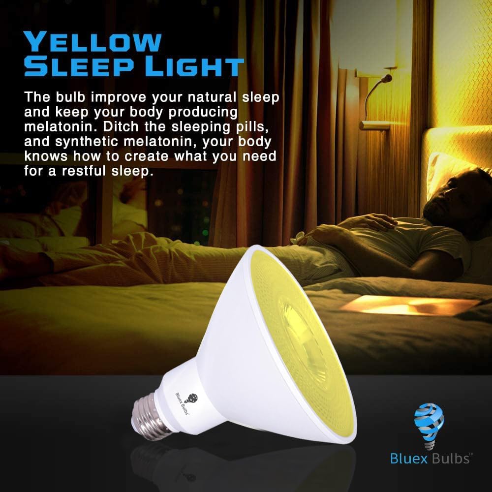 4 Pack PAR38 Amber Yellow LED Bug Light Bulb Outdoor LED Flood Light Bulb 17W 170 Watt Equivalent Dimmable Waterproof