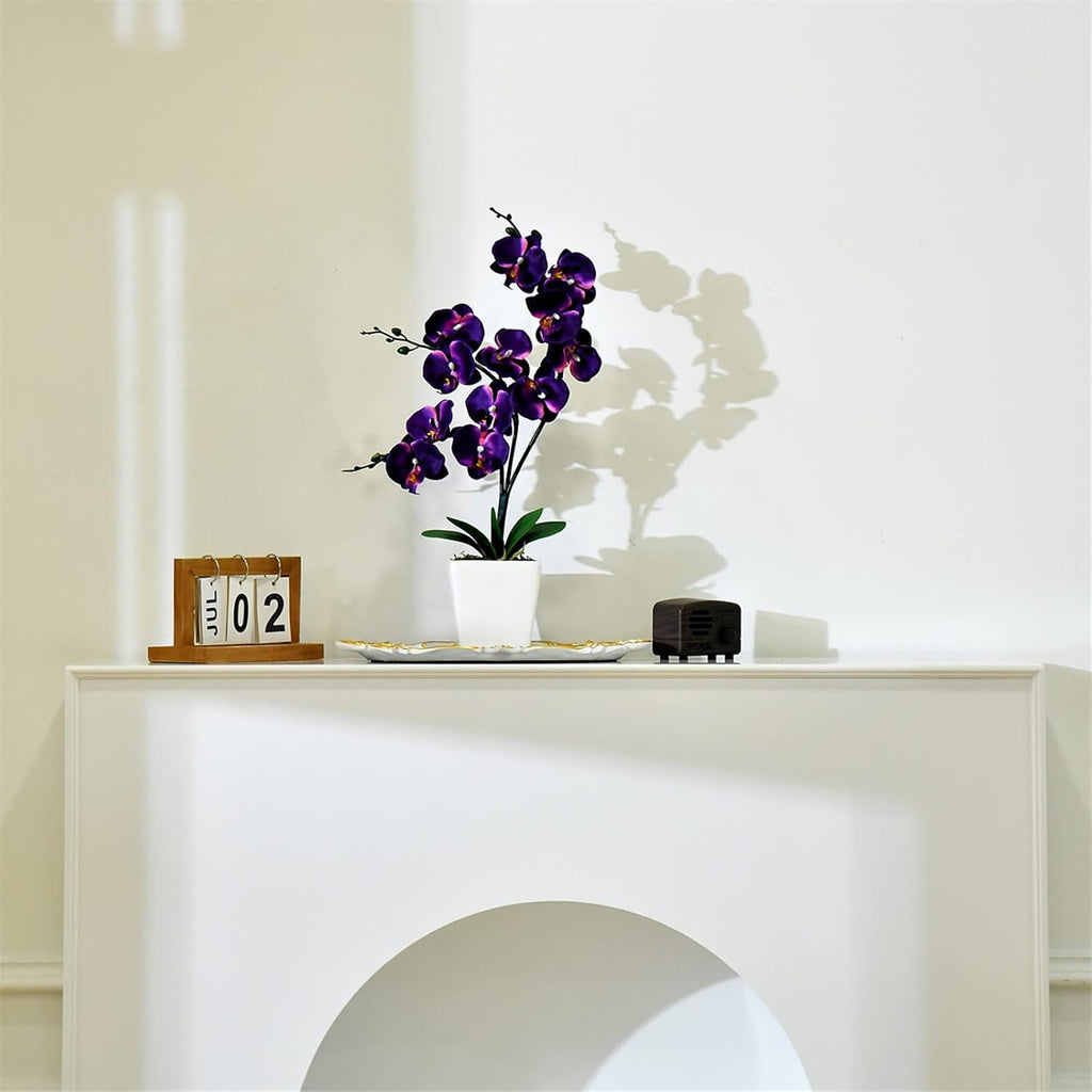 15" Silk Phalaenopsis Orchid in Square Pot, Dark Purple Flower Arrangements