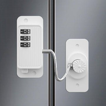 Heavy Duty Combination Refrigerator Lock (1 Pack) - Cabinet Locks Baby Proofing, No Drilling Adhesive Fridge Locks