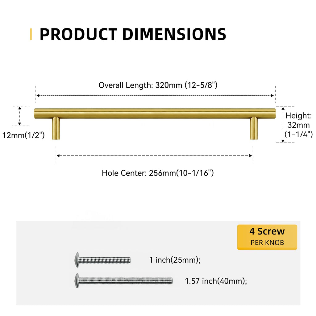 5 Pieces Brass Cabinet Handles Gold Pulls for Cabinet Drawer Kitchen Cupboard Drawer Handles - LS201GD Brushed