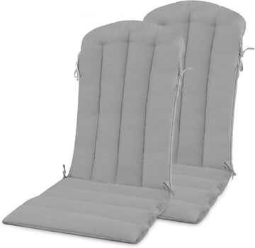 Adirondack Chair Cushion, 19.7x18.9 Thin Chair Cushions Set of 2, Gray | Rocking Chair Cushion with Ties