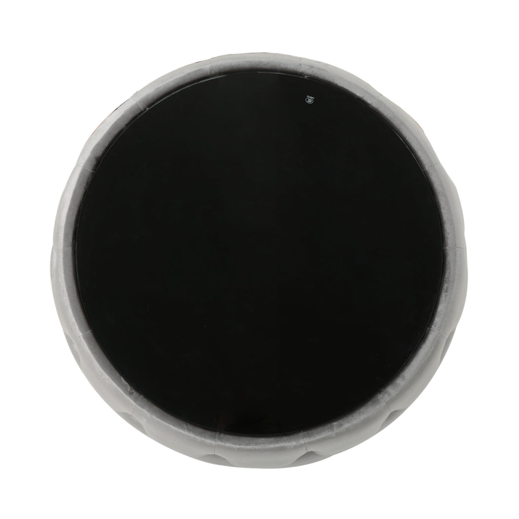 30" Round Velvet Ottoman Coffee Table, Button Tufted Coffee Table with Tempered Glass Top Modern Upholstered Tufted