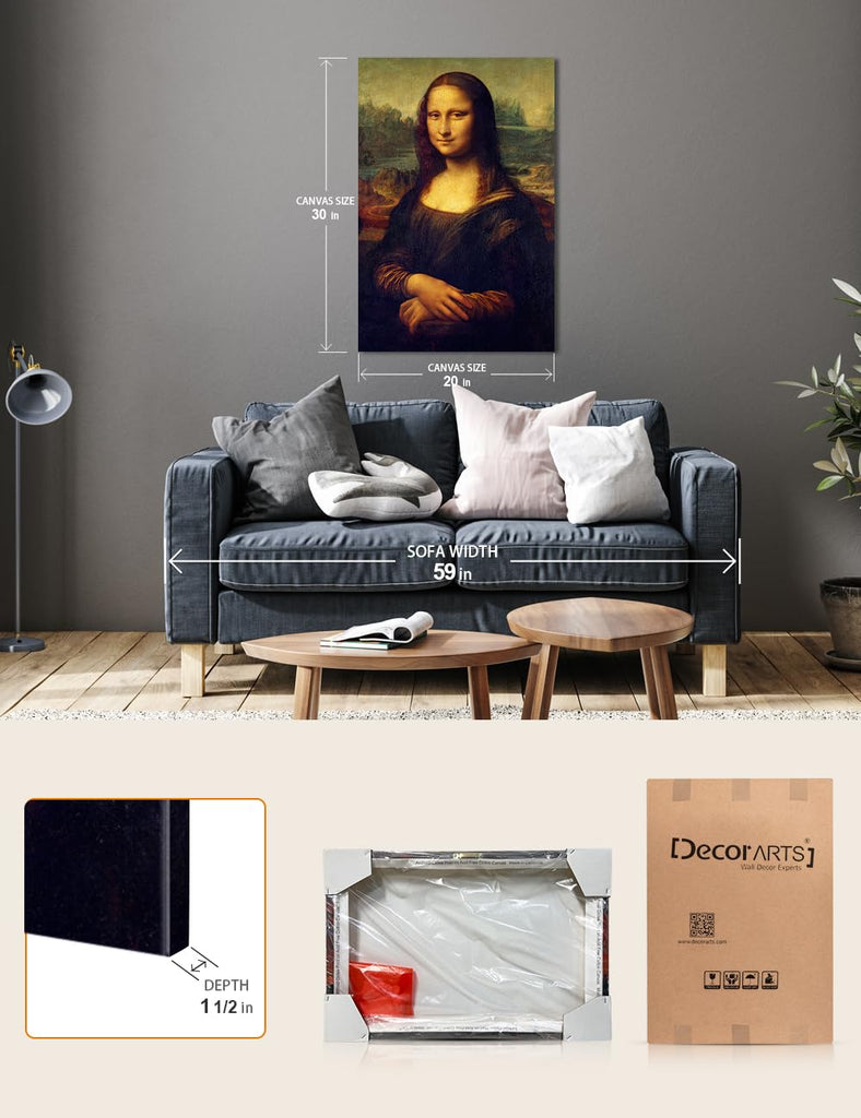 Mona Lisa Canvas Wall Art, Gallery Wrapped, 20x30