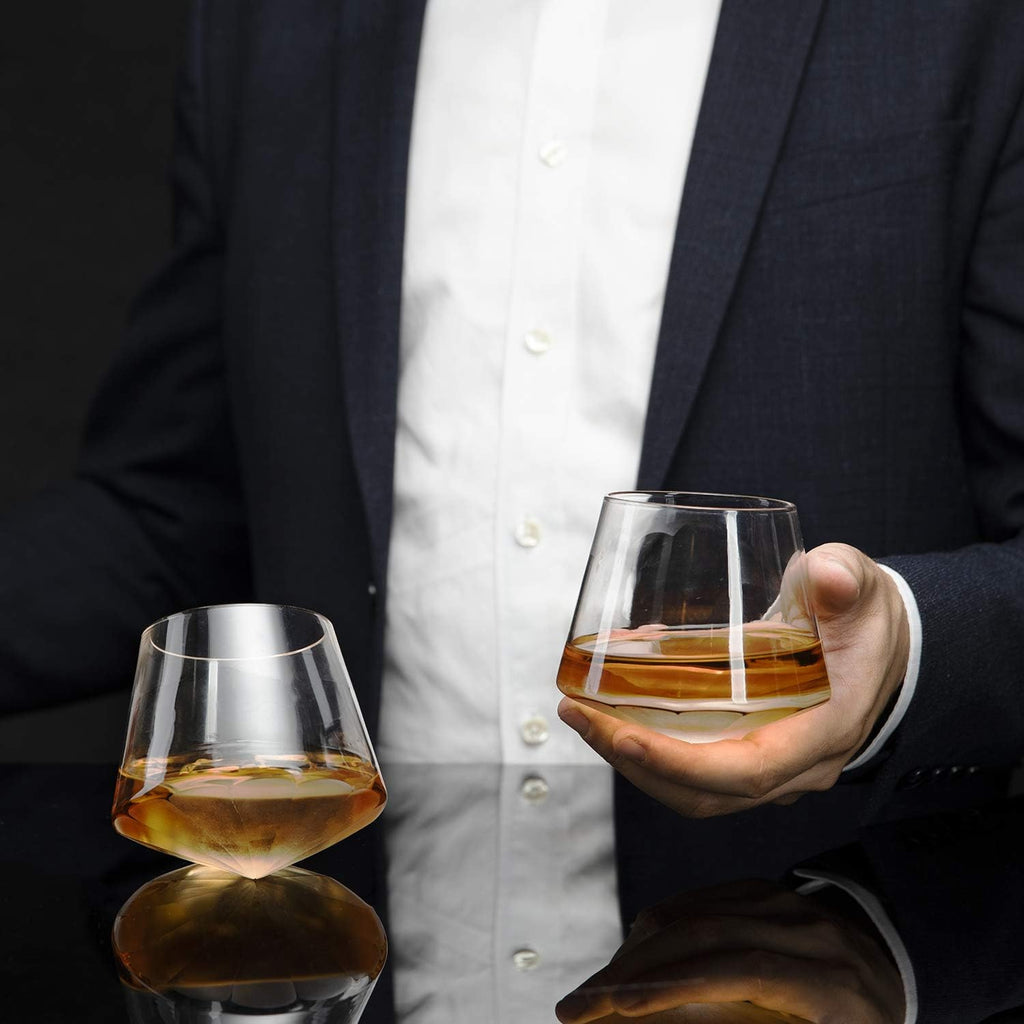 Diamond Whiskey Decanter l With 2 Diamond Glasses Decanter Set, Diamond Wine Glass Holding Base With 2 Diamond - Set of 3