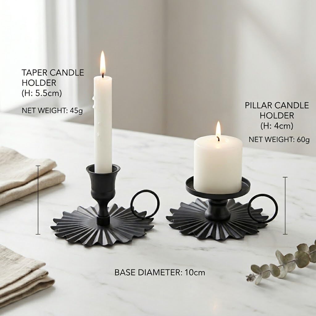 Candle Accessory Set - Wick Trimmer, Snuffer, Dipper, Lighter, Candle Holder - Stainless Steel - Set of 5