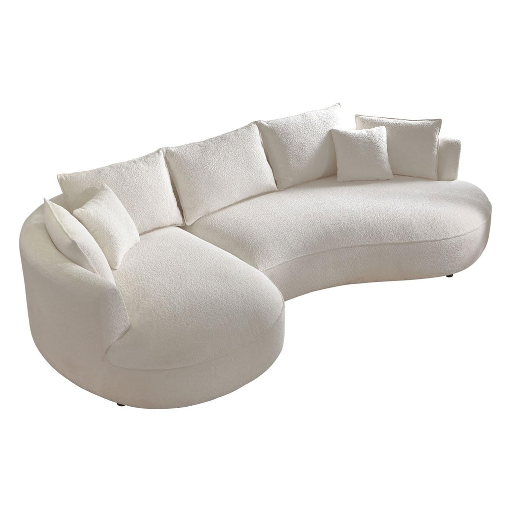 125'' Curved Sofa Cloud Boucle Couch with Chaise Lounge, L-Shape Modern Sectional Luxury Upholstery 5-Seat Sofa