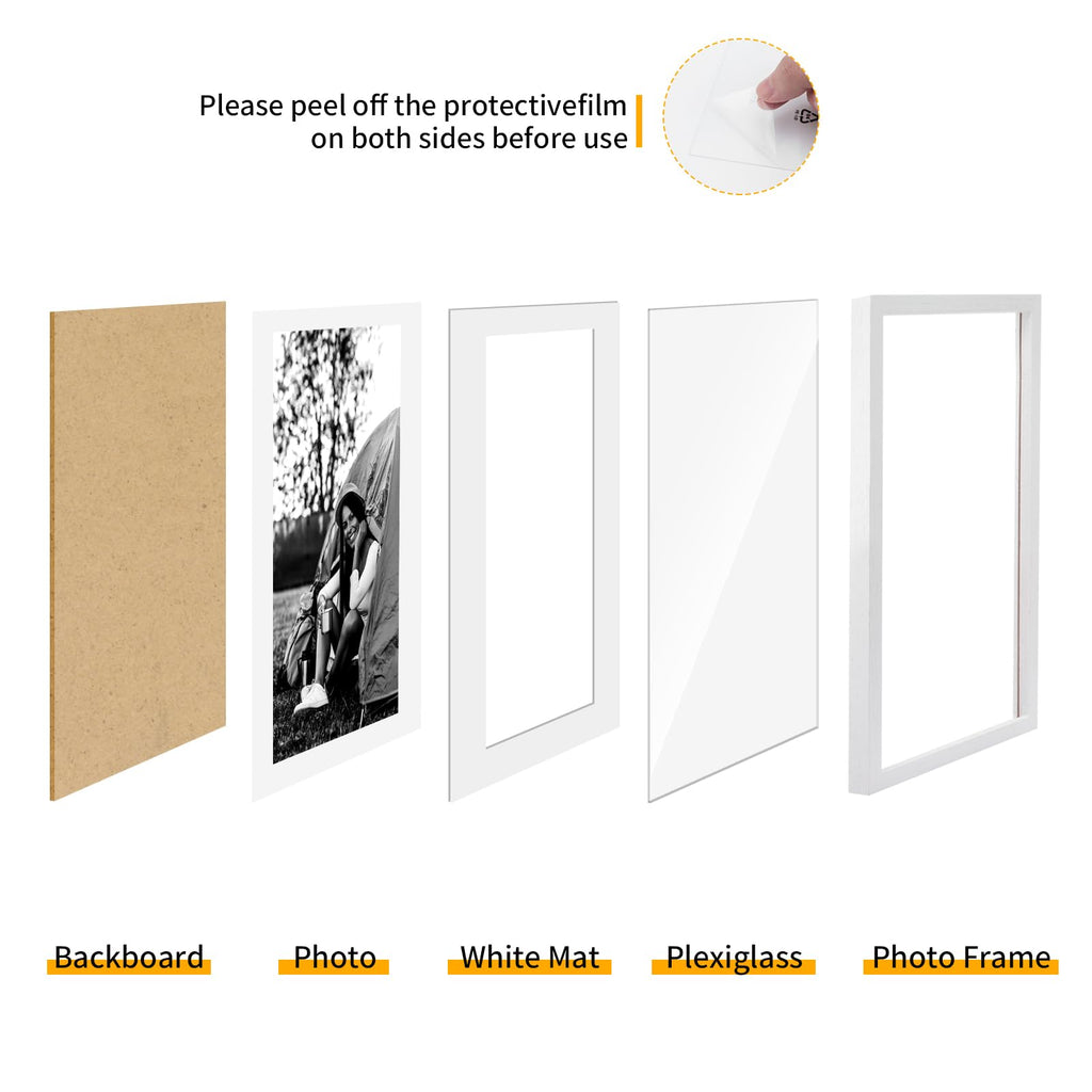 13x19 Solid Oak Wood Picture Frame, White, 1 Pack