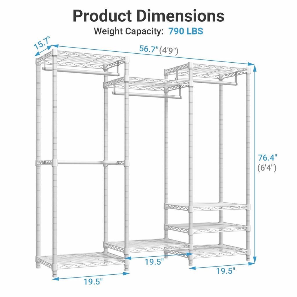 V5 Medium Freestanding Clothes Rack, Modular Closet System, White