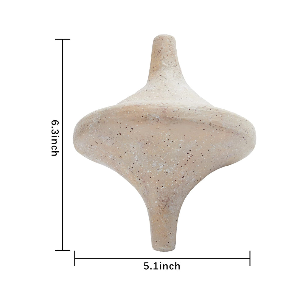 Spinning Top Statue, Coffee Table Sculpture for Modern Home & Office Desk Decor, Beige Shelf Decor for Boho Living