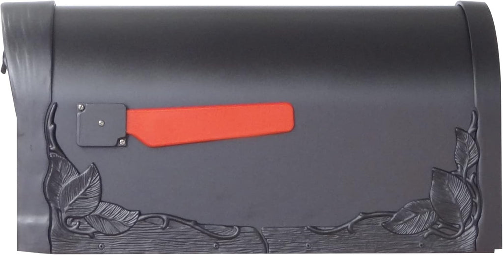 Floral Curbside Mailbox - Black Cast Aluminum Mailbox for Post Mount