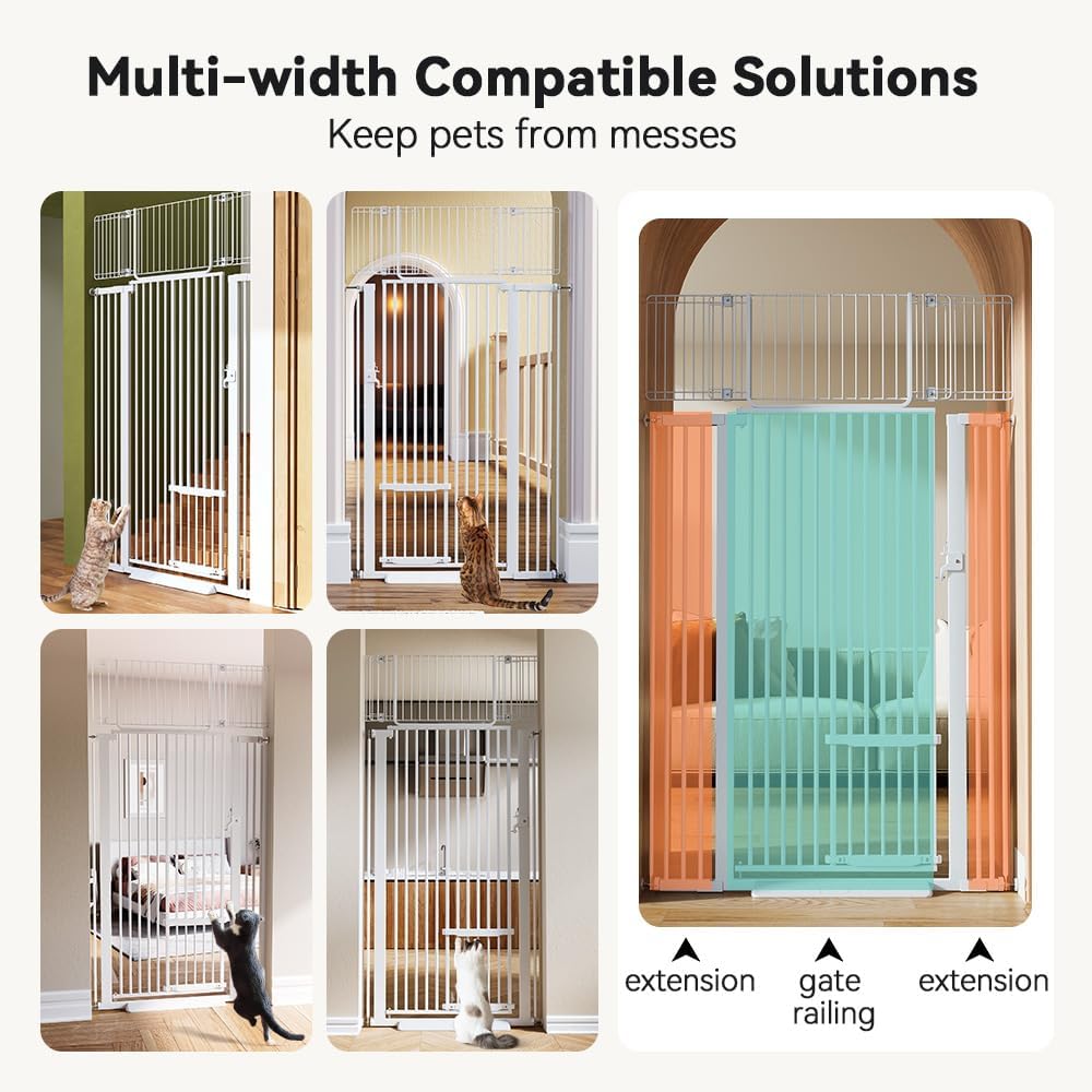 71" Extra Tall Pet Gate, 29.5-40.6" Wide with Adjustable Cat Door