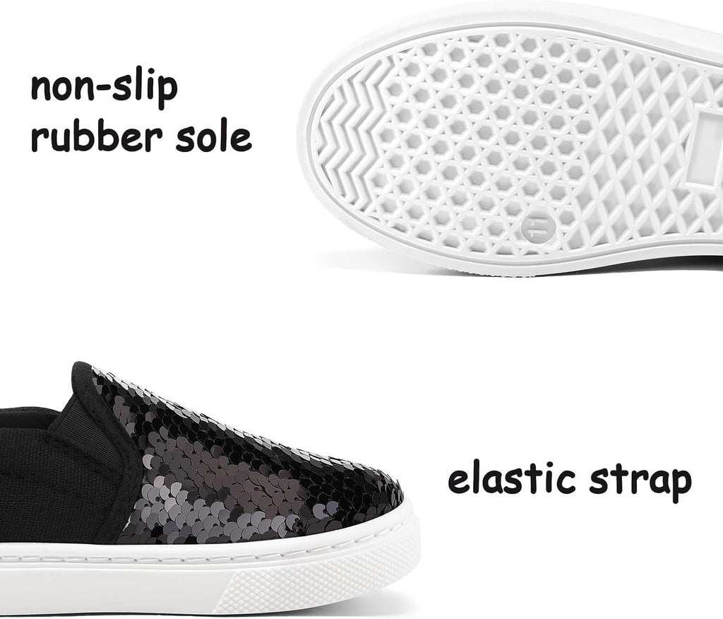 Toddler Slip on Sneakers Girls Sequins Canvas Walking Shoes