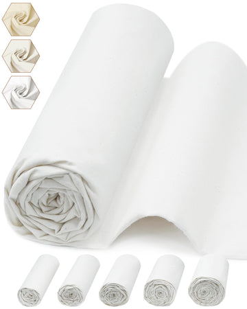 100% Cotton Muslin Fabric by The Yard, 59in x 1.9yd White Bleached Cotton Muslin Cloths-Medium Weight Beige Calico