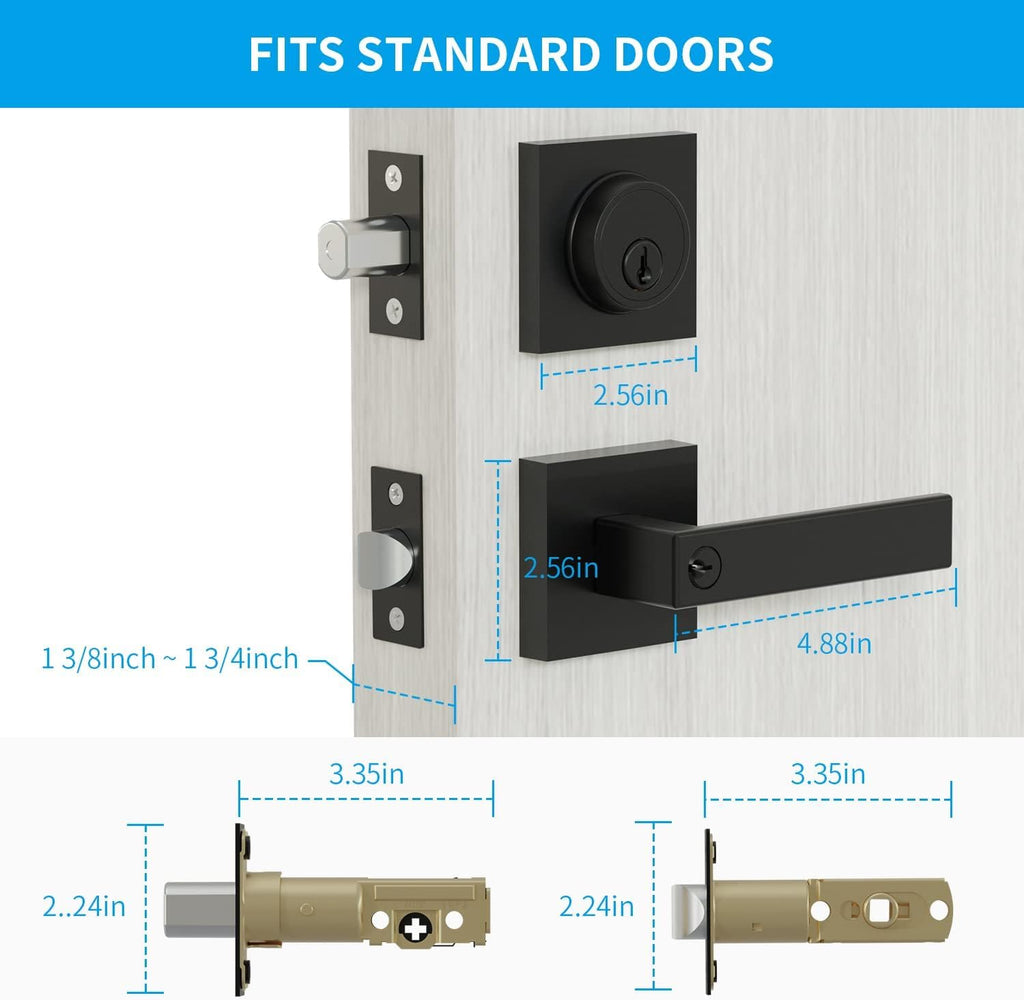Front Door Lock Set,Keyed Alike Heavy Duty Exterior Door Lock Set,Entry Door Handle and Single Cylinder Deadbolt