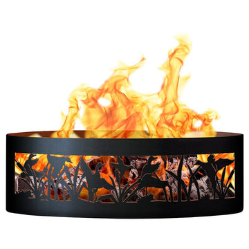 Flying Duck Unpainted 12 in. Tall 37 in. Diameter Outdoor Fire Ring - 37 x 37 x 12 in. - Rustic Black Color