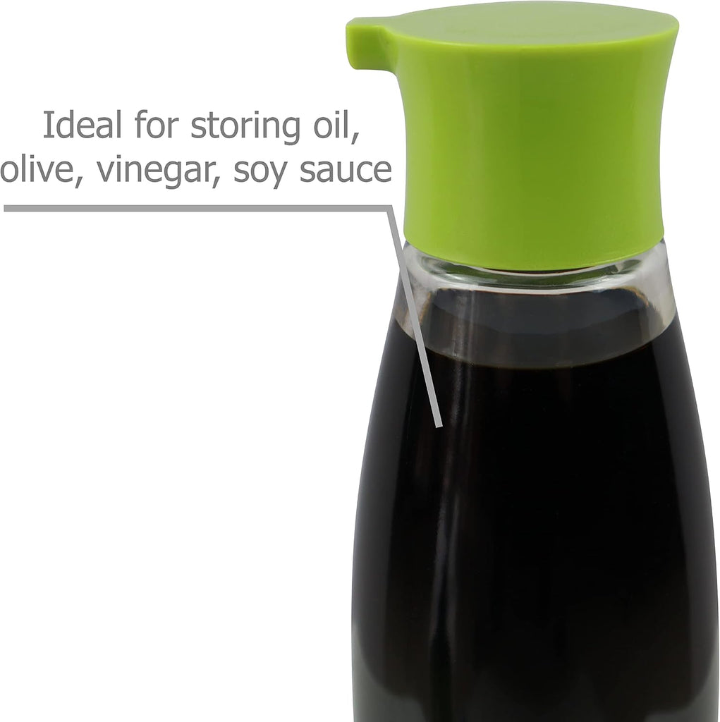 Set Glass Cruet Bottles Dispenser with Non-Drip Spout - Set of 2