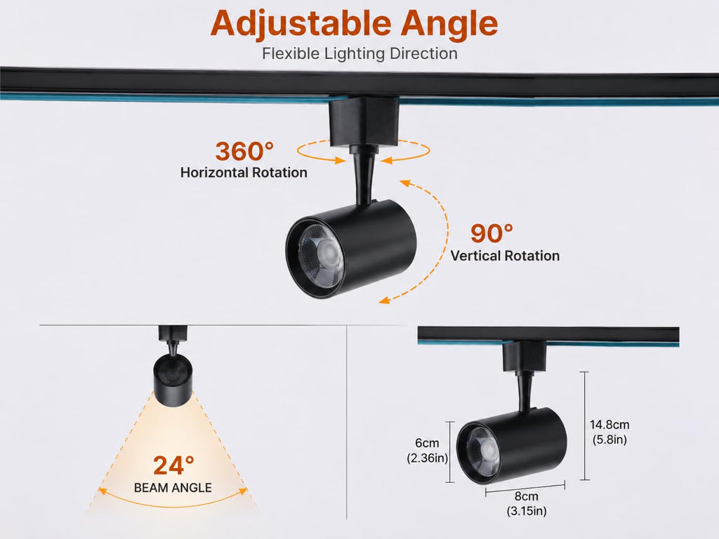 LED Track Lighting Kit with 9.8 FT H Type Track Rails, 10W 800LM Dimmable 3CCT Track Heads