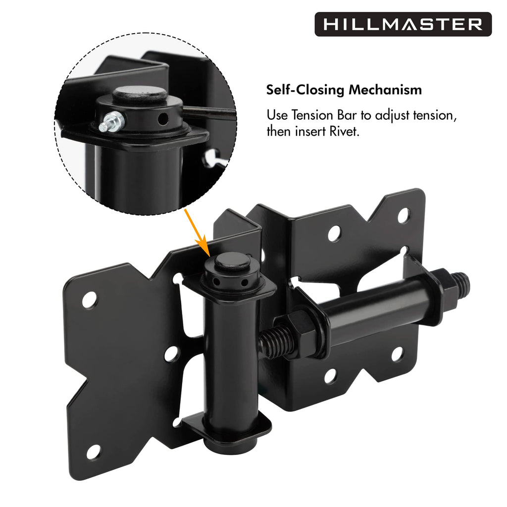2 Pack Self Closing Gate Hinges for Wooden Fences Heavy Duty Solid Vinyl Fence Gate Closer Hinges with 22 Screws
