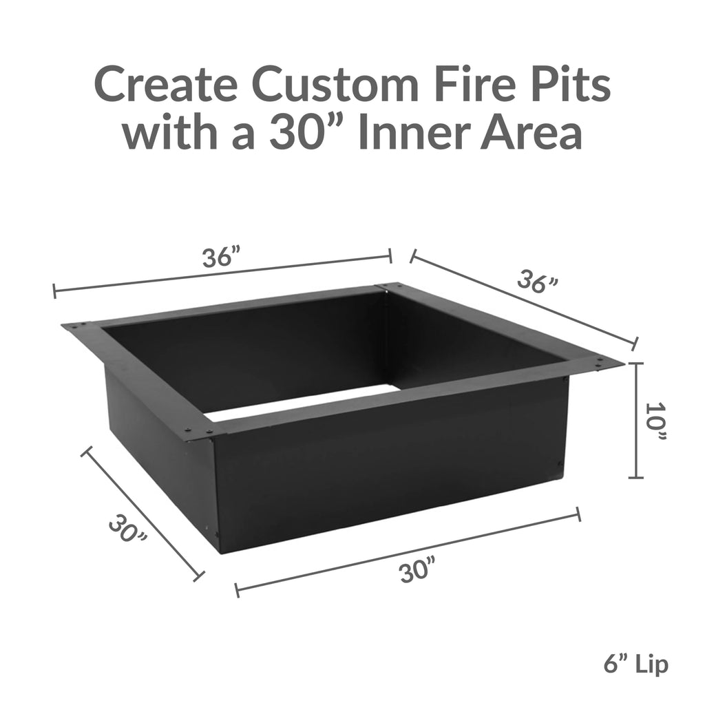 Outdoor Steel Square Fire Pit Ring Insert, 36" Outer / 30" Inner