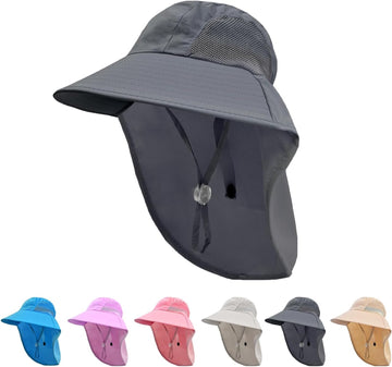 Kids Sun Hat with Neck Flap UV Protection Summer Toddler Beach Hat Unisex Ponytail Hat Wide Brim Fishing Hat