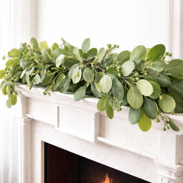 Eucalyptus Garland 5.9", Artificial Greenery for Wedding, Mantle, Fireplace